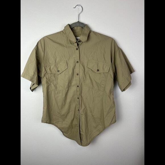 Madewell Shirt Women S Green Tie Front Embroidered Floral Short Sleeve Button Up - Picture 2 of 8